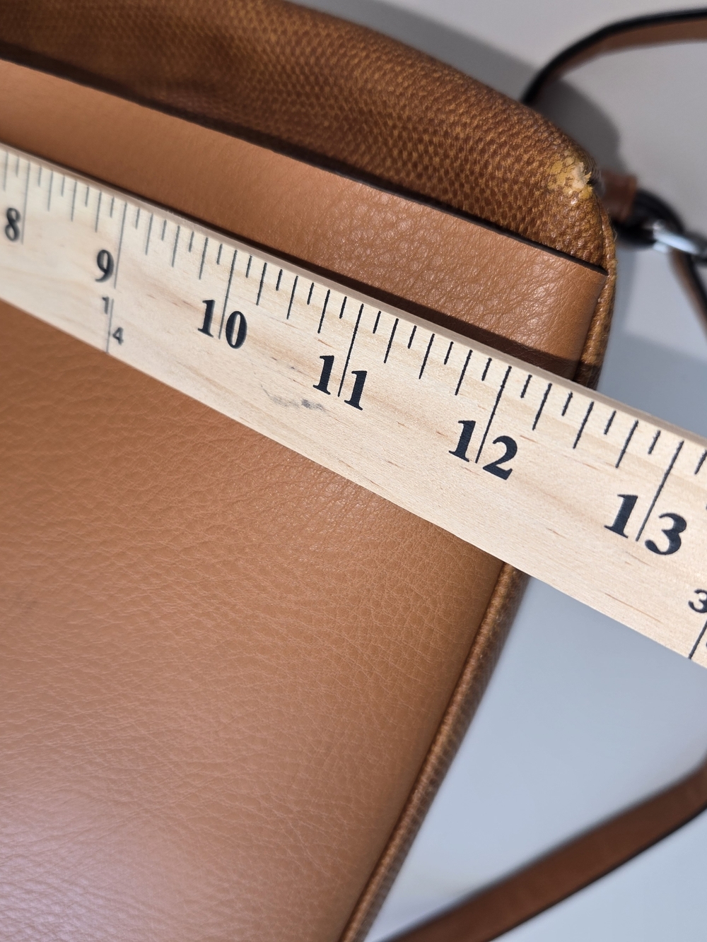 Tan Faux Leather Slouchy Hobo Shoulder Bag with Textured Leather Trim Tote 12x12 - Picture 7 of 16